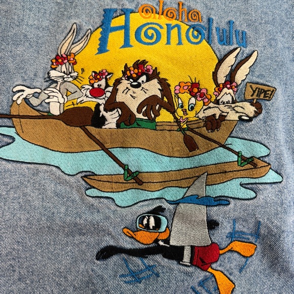 Vintage 90’s Looney Tunes Hawaii Denim Jacket Warner Bros Size XS RARE VTG - Picture 9 of 9